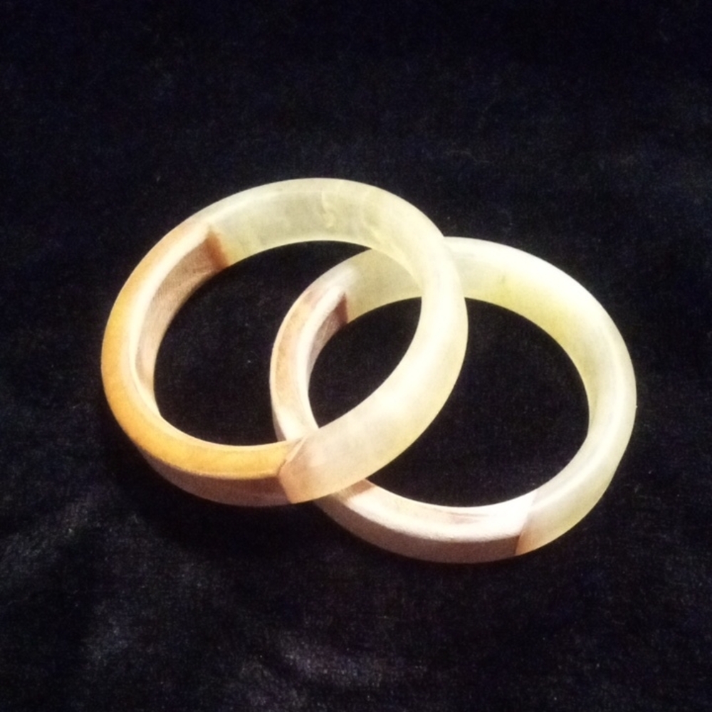 Timeless Cream and Tan Bangle Bracelets 3 Inches Across